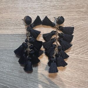 Sufarfix Black Tassel Earrings